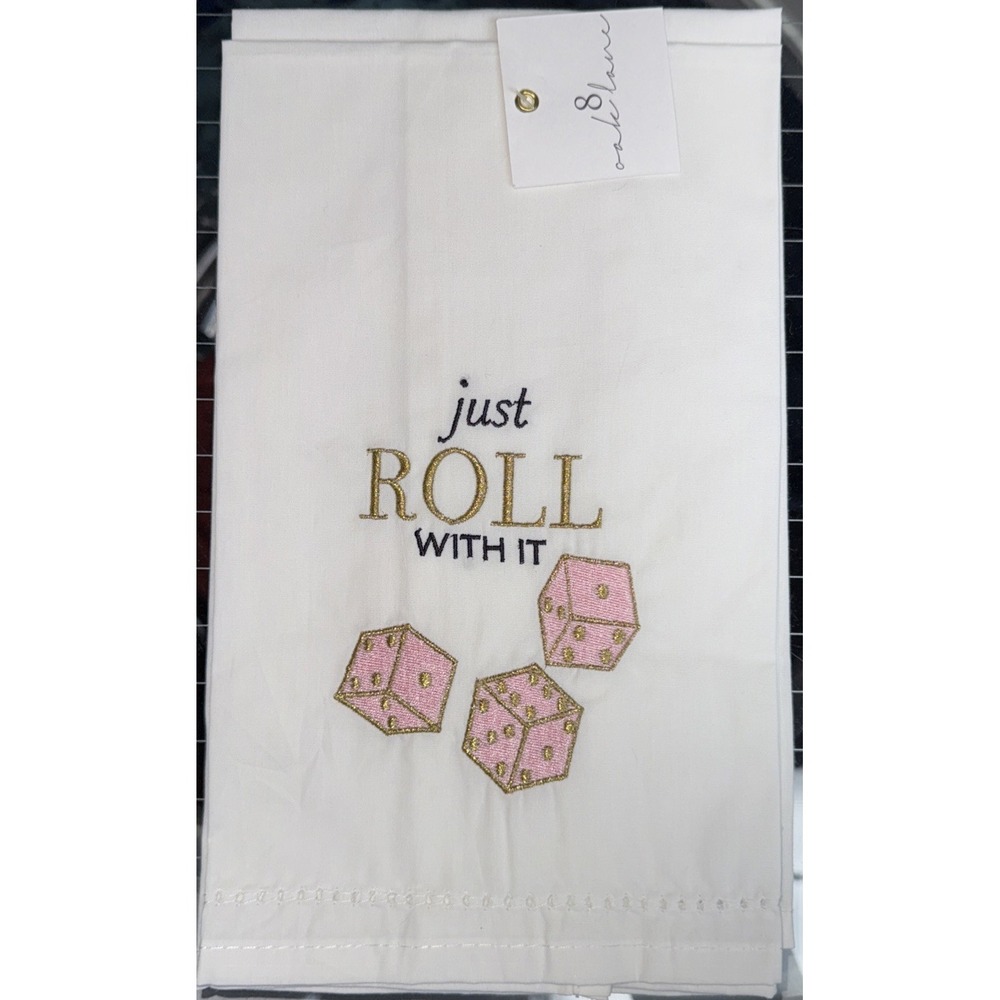 8 Oak Lane Game Night "Just My Luck" &"Just Roll With It" 2 Bar Tea Towels 12510